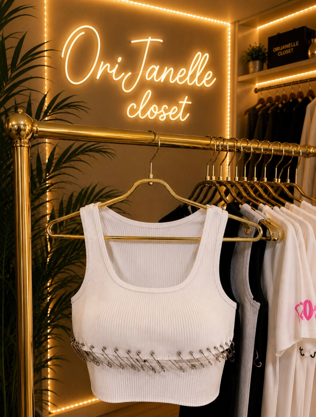 Safety pin cropped tank