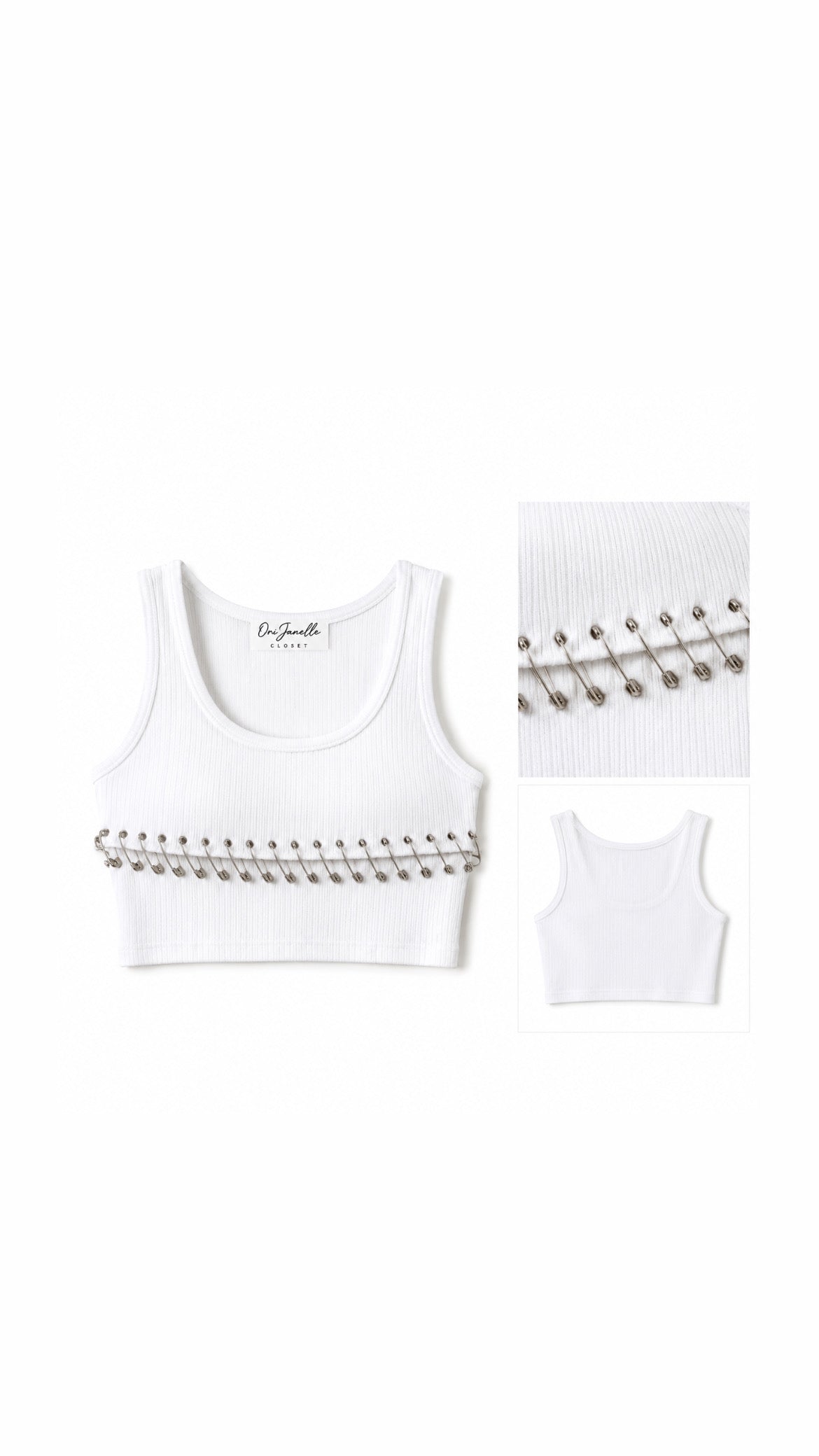 Safety pin cropped tank